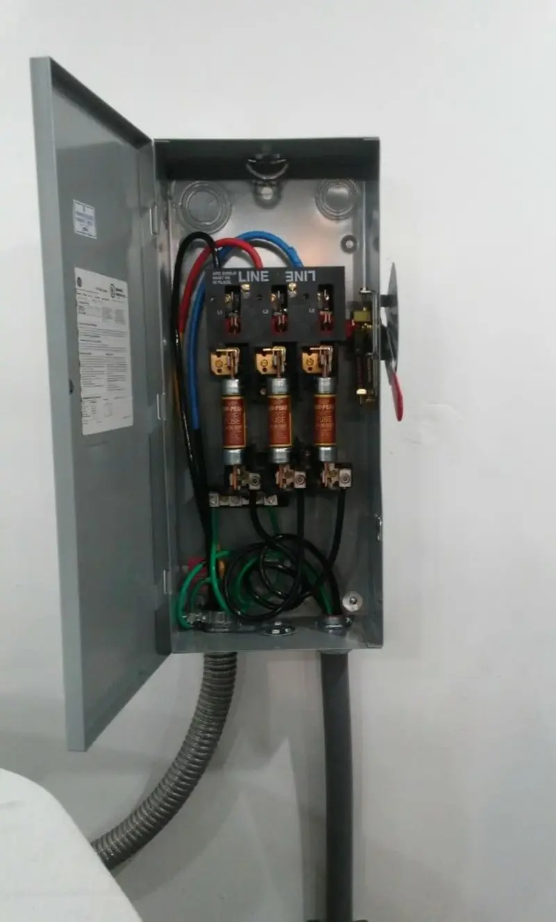 Three-phase disconnect switch installed for Electrical Wiring & Rewiring in Underhill